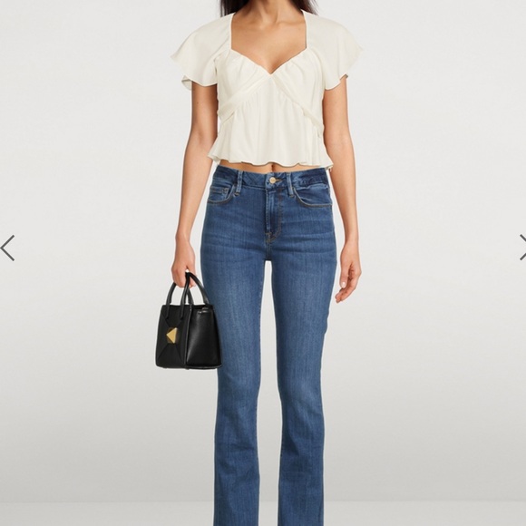 FRAME Flounce Shirred Silk Top - Picture 3 of 6